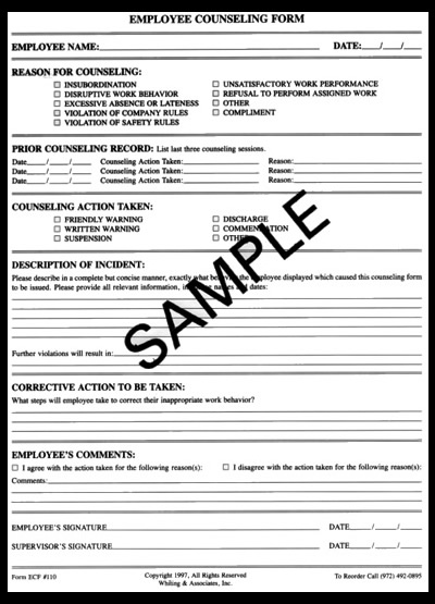 employee counseling forms