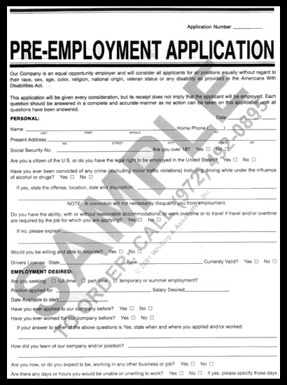 pre employment application